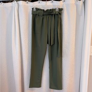 Women Pants Ruffled High Waist Casual Pants Cropped Pants